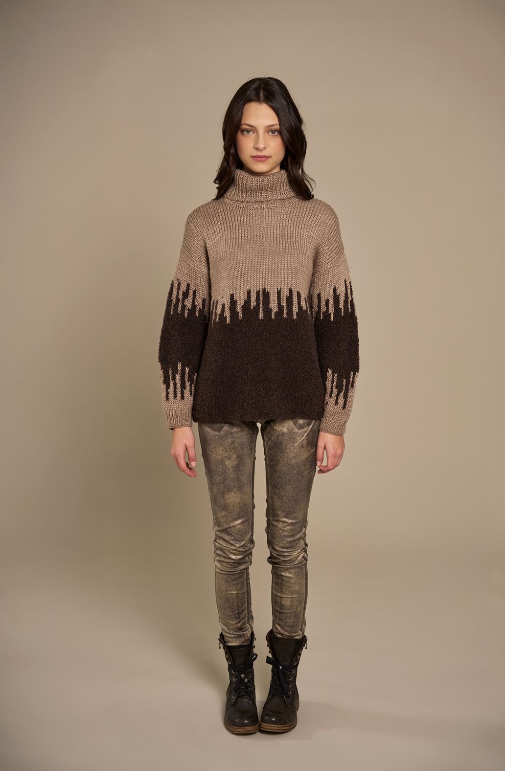 JACQUARD INTARSIA TURTLENECK SWEATER 